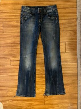 Vigoss Low Rise Dark Blue Flare Jeans with Faded Detail